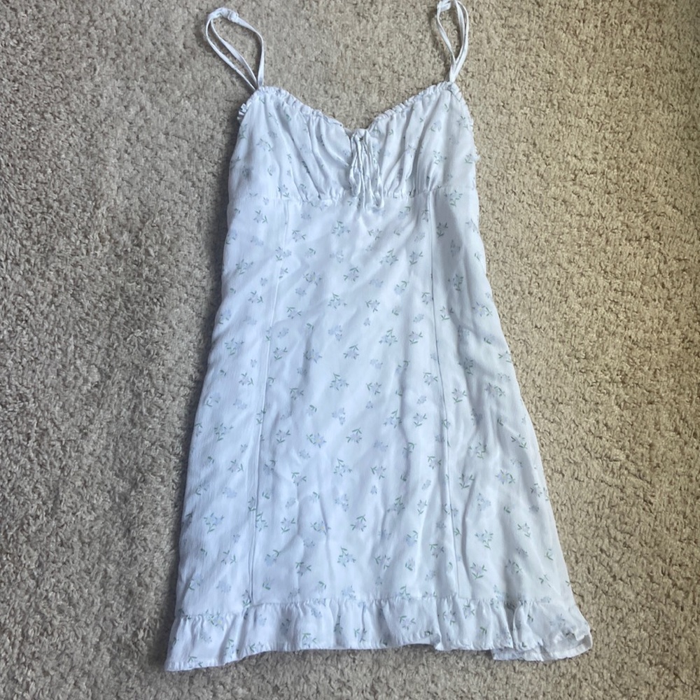 LA Hearts, cami style dress with pale blue flowers, zipper side closure